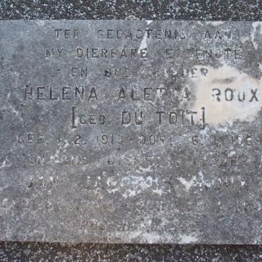 ROUX Helena Aletta nee DU TOIT 191?-1969