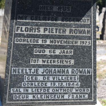 ROWAN Floris Pieter -1925 &amp; Neeltje Johanna DE VILLIERS -1944