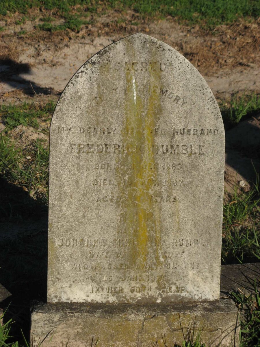 RUMBLE Frederick 1863-1897 &amp; Johanna Christina -1925