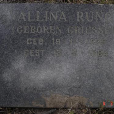 RUNCH Vallina nee GRIESSEL 1925-1984