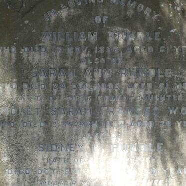 RUNDLE William -1896 &amp; Sarah Ann -1905 :: WOOD Violet Sarah Frances -1908