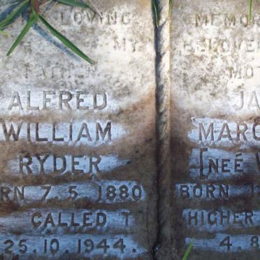 RYDER Alfred William 1880-1944 &amp; Jane Margaret WEST 1892-1968