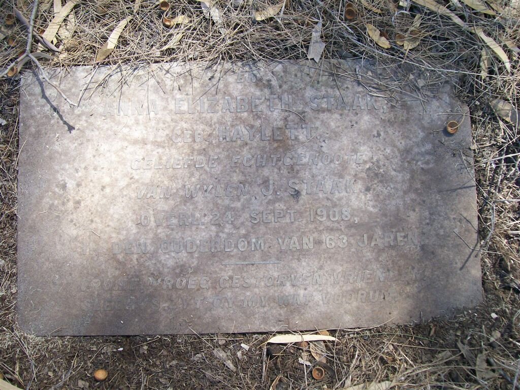 STAAK Anna Elizabeth nee HAYLETT -1908