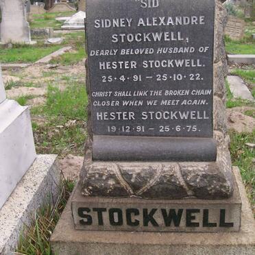 STOCKWELL Sidney Alexandre 1891-1922 &amp; Hester 1891-1975