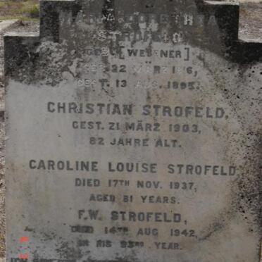 STROFELD Maria Dorothea nee WEBENER 1816-1895 