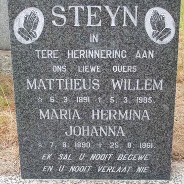 STEYN Mattheus Willem 1891-1985 &amp; Maria Hermina Johanna 1890-1961