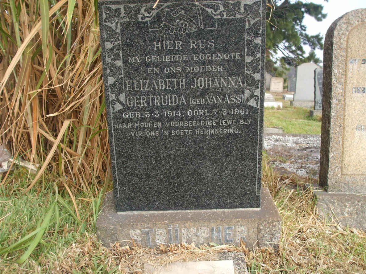 STRÜMPHER Elizabeth Johanna Gertruida nee VAN ASS 1914-1961
