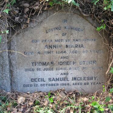 STORR Thomas Joseph -1944 &amp; Annie Maria -1944 :: INGLESBY Cecil Samuel -1966