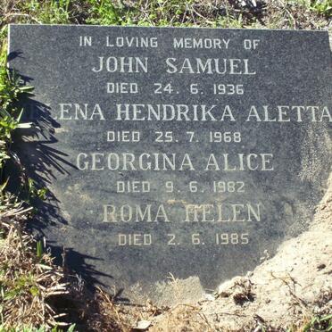 STREETER John Samuel -1936 :: STREETER Helena H.A. -1968 :: STREETER Georgina A. -1982 :: STREETER Roma H.  -1985