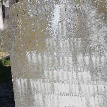 STAPLETON Charlotte Maria -1931 :: STAPLETON Frances Cowper -1948 
