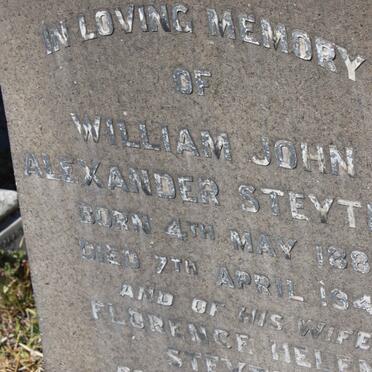 STEYTLER William John Alexander 1881-1944 &amp; Florence Helena STEPHENSON -1946