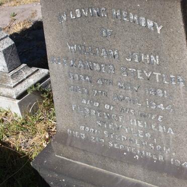 STEYTLER William John Alexander 1881-1944 &amp; Florence Helena STEPHENSON -1946