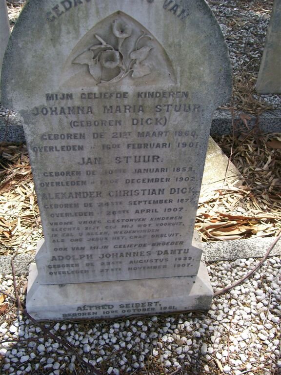 STUUR Jan 1853-1902 &amp; Johanna Maria DICK 1860-1901 