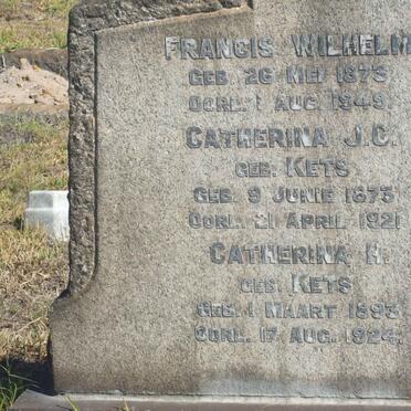 STOFFBERG Francis Wilhelm 1875-1949 &amp; Catharina J.C. KETS 1875-1921 :: STOFFBERG Catharina H. nee KETS 1893-1924