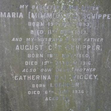 SCHIPPER August C.T. 1860-1916 &amp; Catherina H.J. WIGLEY nee LOCHNER -1936 :: SCHIPPER Maria E.L. 1893-1913