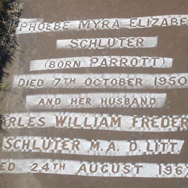 SCHLUTER Charles William Frederick -1967 &amp; Phoebe Myra Elizabeth PARROTT -1950