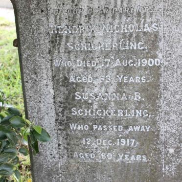 SCHICKERLING Hendrik Nicolaas -1900 &amp; Susanna B. -1917