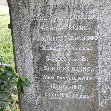 SCHICKERLING Hendrik Nicolaas -1900 &amp; Susanna B. -1917