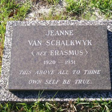 SCHALKWYK Jeanne, van nee ERASMUS 1920-1951