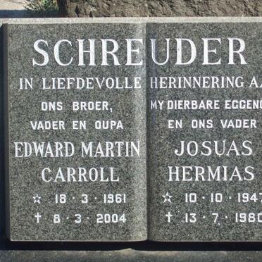 SCHREUDER Edward Martin Carroll 1961-2004 :: SCHREUDER Josuas Hermias 1947-1980