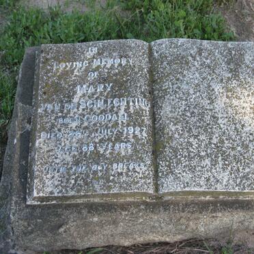 SCHLECHTING Mary, van de nee GOODALL -1927