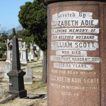 SCOTT William -1900 &amp; Elizabeth ADIE -1922