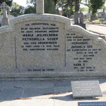 SCHEP Maria Wilhelmina Petronella 1902-1948 :: SCHEP Hermanus Johannes 1927-195? :: SCHEP Johannes Jacobus 1900-1966