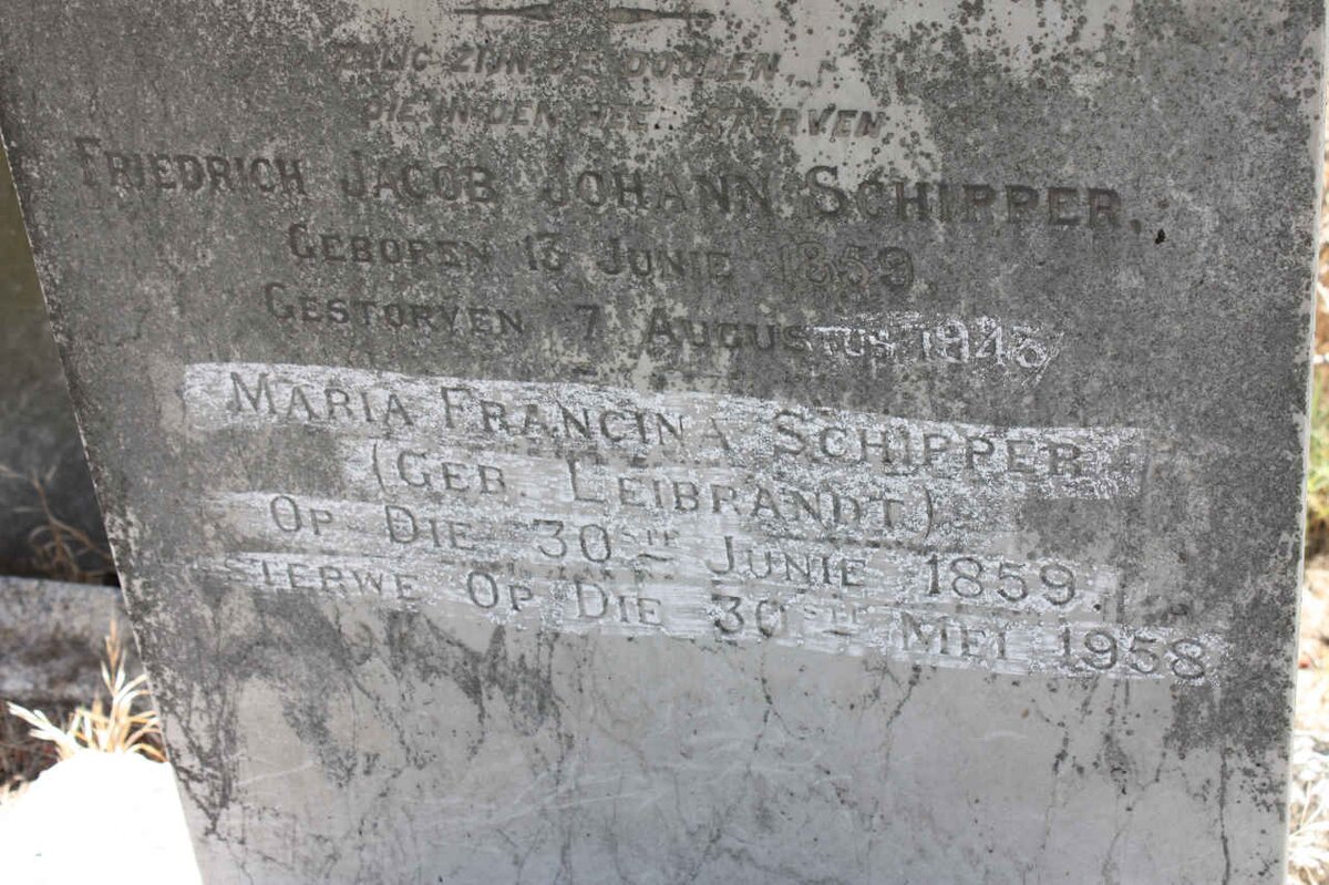 SCHIPPER Maria Francina nee LEIBRANDT 1859-1958