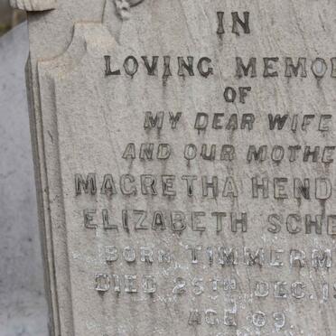 SCHEIBE Johan A. -1920 &amp; Magretha Hendrika Elizabeth TIMMERMAN -1918