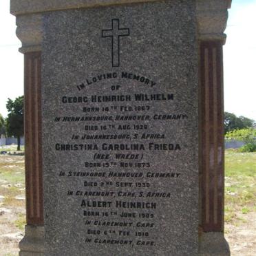 SCHLAPHOFF Georg Heinrich Willem 1867-1928 &amp; Christina Carolina Frieda WREDE 1873-1930