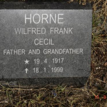 HORNE Wilfred Frank Cecil 1917-1999