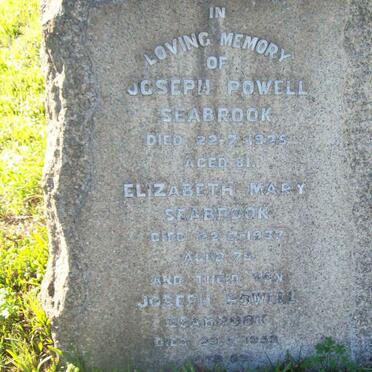 SEABROOK Joseph Powell  -1925 &amp; Elizabeth Mary -1937 :: SEABROOK Joseph P. -195?