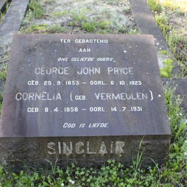 SINCLAIR George John Pryce 1853-1923 &amp; Cornelia VERMEULEN 1858-1931