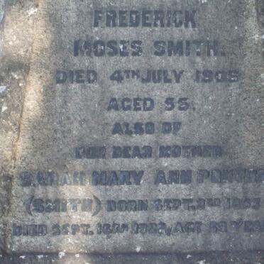 SMITH Frederick Moses -1906 :: PONTON Sarah Mary Ann formerly SMITH -1922