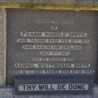 SMITH Frank Harold 1867-1917 &amp; Ashmel Whittingham 1865-1943