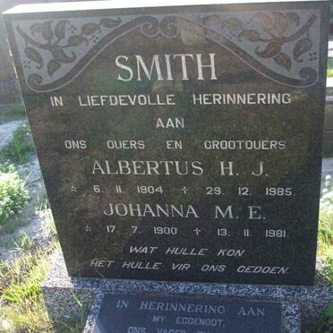 SMITH Albertus H.J. 1904-1985 &amp; Johanna M.E. 1900-1981 :: AVENANT Willem R.L. 1920-1985 :: SMITH Hennie 1931-1943 