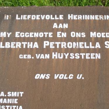 SMIT Albertha Petronella nee VAN HUYSSTEEN
