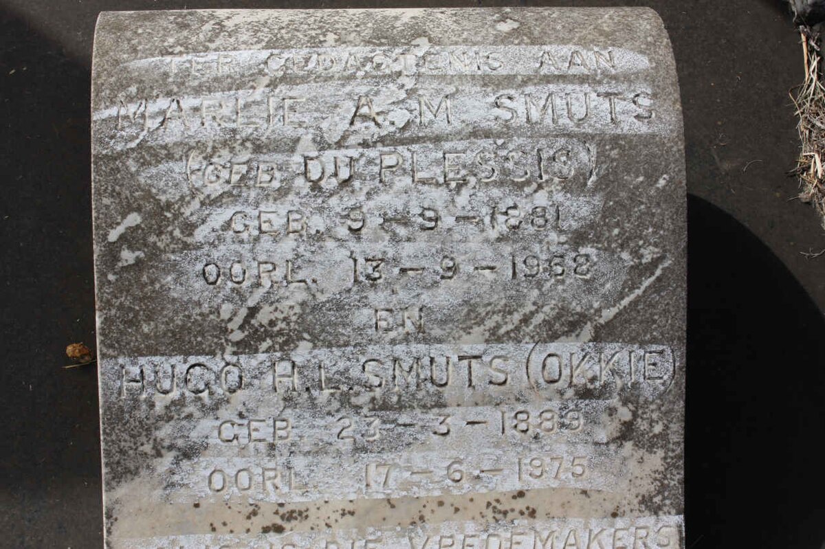 SMUTS Hugo H.L. 1883-1975 &amp; Marlie A.M. DU PLESSIS 1881-1952