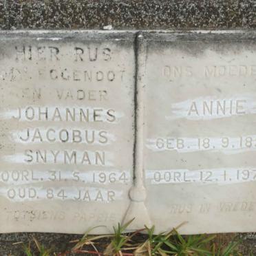 SNYMAN Johannes Jacobus -1964 &amp; Annie 1892-1977