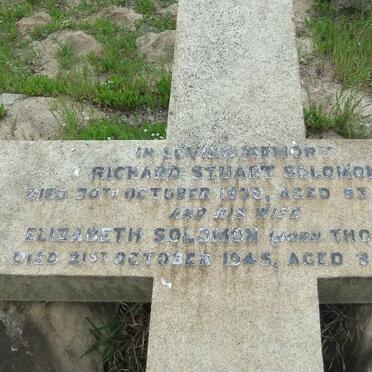 SOLOMON Richard Stuart -1930 &amp; Elizabeth THOMPSON -1945