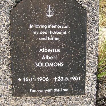 SOLOMONS Albertus Albert 1906-1981