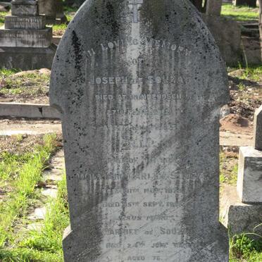 SOUZA Joseph, de -1912 :: DE SOUZA William Karl 187?-191? :: DE SOUZA Harriet -1926