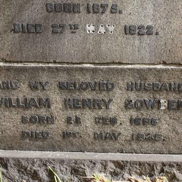 SOWDEN William Henry 1896-1948 &amp; Gertrude Maud 1875-1922