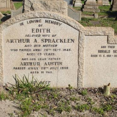 SPRACKLEN Arthur Austin -1956 &amp; Edith -1945 :: SPRACKLEN Ronald Selwyn 1921-1987