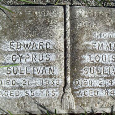 SULLIVAN Edward Cyprus  -1938 &amp; Emma Louisa  -1970