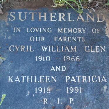 SUTHERLAND Cyril William Glen 1910-1966 &amp; Kathleen Patricia 1918-1991