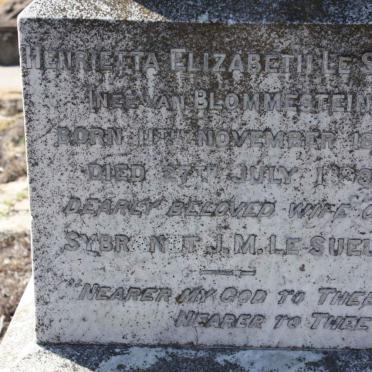 SUEUR Henrietta Elizabeth, le nee VAN BLOMMENSTEIN 1857-1899