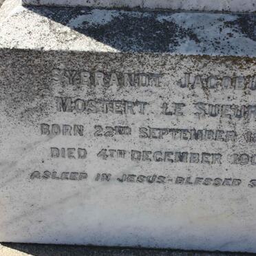 SUEUR Sybrandt Jacobus Mostert, le 1851-1907 &amp; Henrietta Elizabeth VAN BLOMMENSTEIN 1857-1899