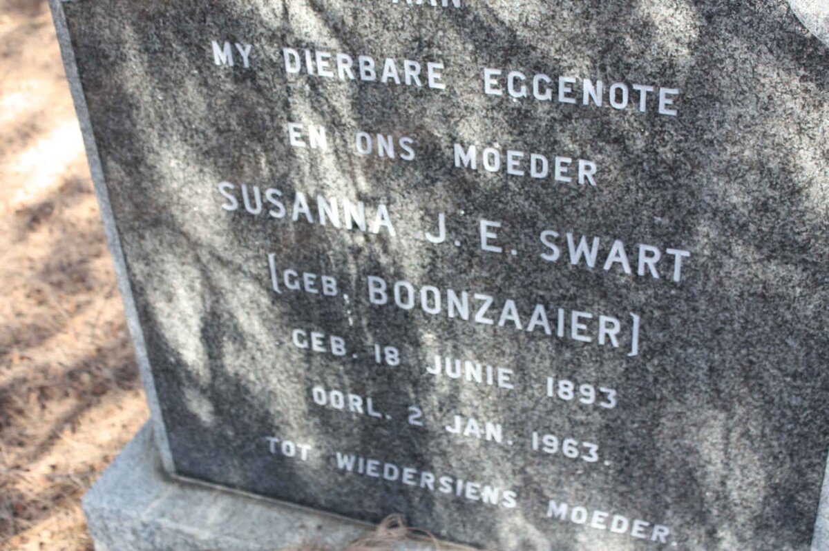 SWART Susanna J.E. nee BOONZAAIER 1893-1963