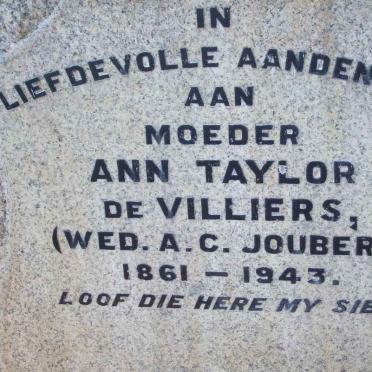 TAYLOR Ann nee DE VILLIERS 1861-1943